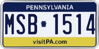 PA license plate MSB1514
