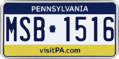 PA license plate MSB1516
