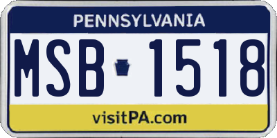 PA license plate MSB1518