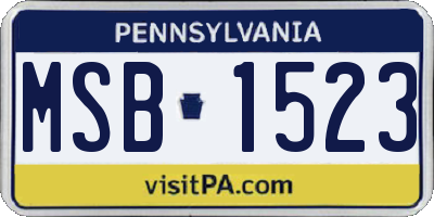 PA license plate MSB1523