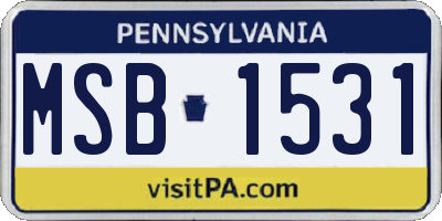 PA license plate MSB1531