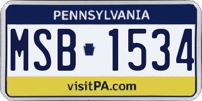 PA license plate MSB1534