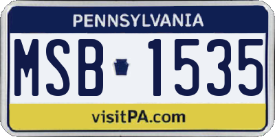 PA license plate MSB1535