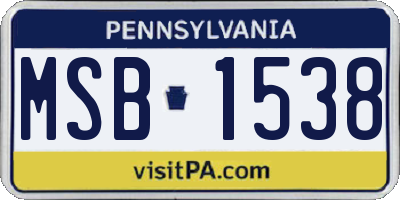 PA license plate MSB1538