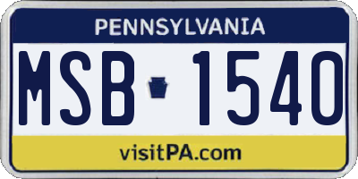 PA license plate MSB1540