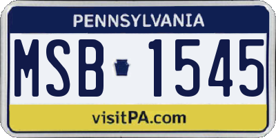 PA license plate MSB1545