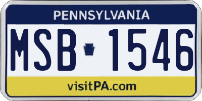 PA license plate MSB1546