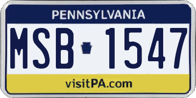 PA license plate MSB1547
