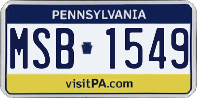 PA license plate MSB1549