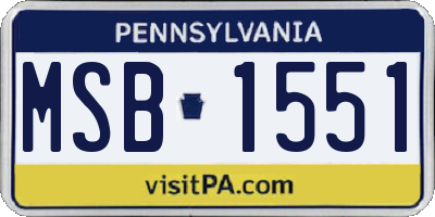 PA license plate MSB1551