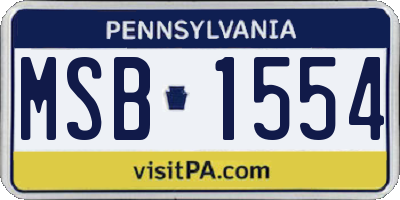 PA license plate MSB1554