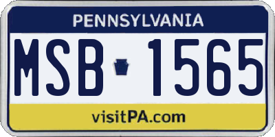 PA license plate MSB1565