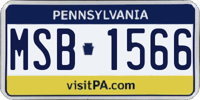 PA license plate MSB1566