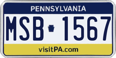 PA license plate MSB1567