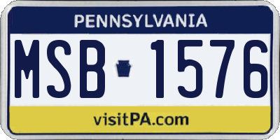 PA license plate MSB1576
