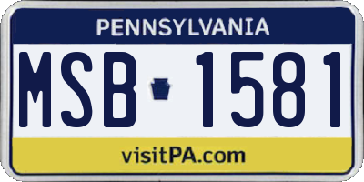 PA license plate MSB1581