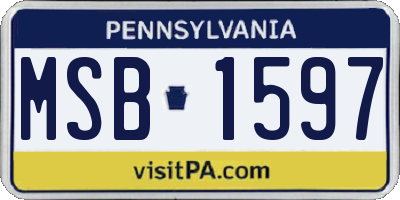 PA license plate MSB1597