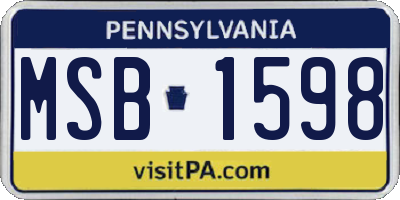 PA license plate MSB1598