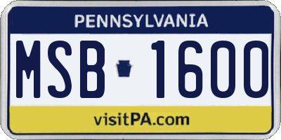 PA license plate MSB1600