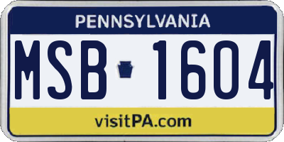 PA license plate MSB1604