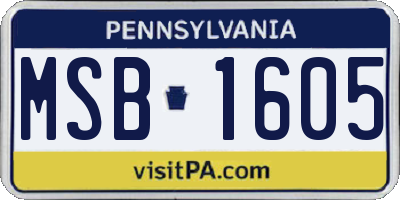 PA license plate MSB1605