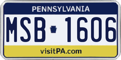 PA license plate MSB1606