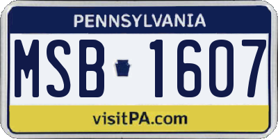 PA license plate MSB1607