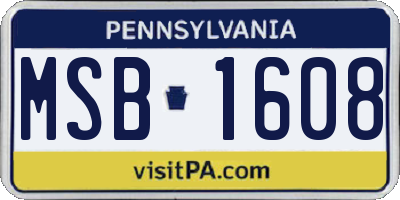 PA license plate MSB1608