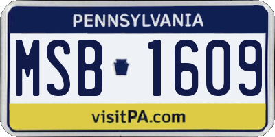 PA license plate MSB1609