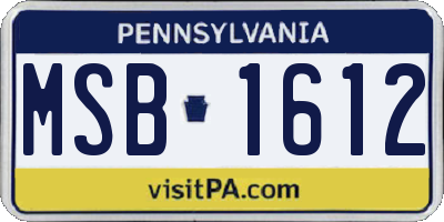 PA license plate MSB1612