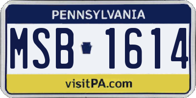 PA license plate MSB1614
