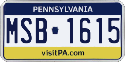 PA license plate MSB1615