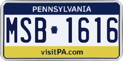 PA license plate MSB1616