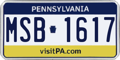 PA license plate MSB1617