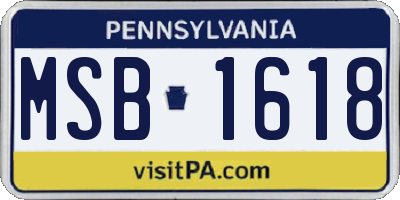 PA license plate MSB1618