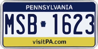PA license plate MSB1623