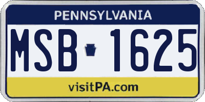 PA license plate MSB1625