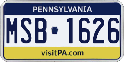 PA license plate MSB1626