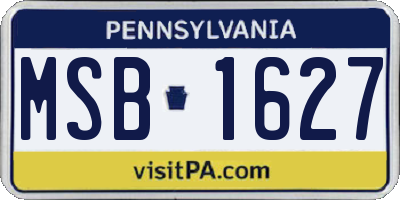 PA license plate MSB1627
