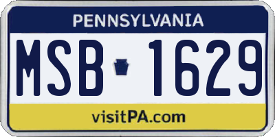 PA license plate MSB1629