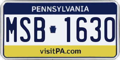 PA license plate MSB1630
