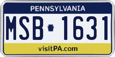 PA license plate MSB1631