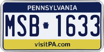 PA license plate MSB1633