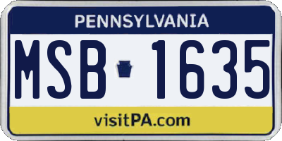 PA license plate MSB1635