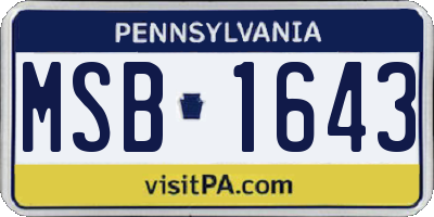 PA license plate MSB1643