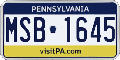 PA license plate MSB1645