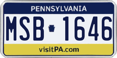 PA license plate MSB1646