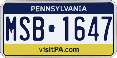 PA license plate MSB1647