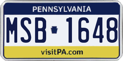 PA license plate MSB1648