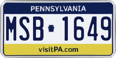 PA license plate MSB1649